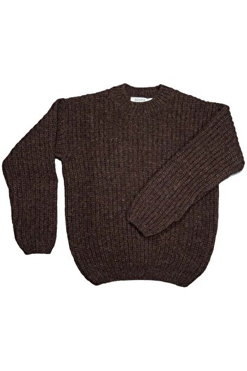 Ozmoz By Mukadder Özden Organic Wool Thick Winter Brown Unisex Tiny Children's Sweater