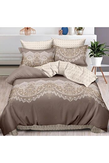 Casa de Vis Double Bed Linen Set, Satin Cotton, 180 x 200 cm, 6 pieces, multicolor,