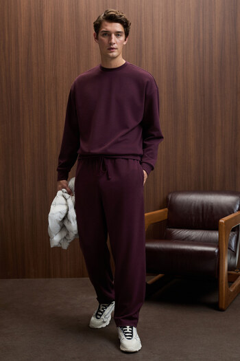 GRIMELANGE Viento Men's Crew Neck Long Sleeve Regular Fit Burgundy Sweatshirt
