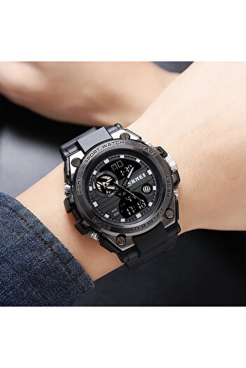 Skmei Men's Watch Casual Stopwatch Alarm Digital Analog Black
