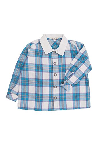 Ozmoz By Mukadder Özden Plaid Blue Winter Little Boys Shirt