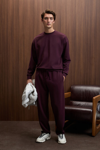 GRIMELANGE Viento Men's Crew Neck Long Sleeve Regular Fit Burgundy Sweatshirt