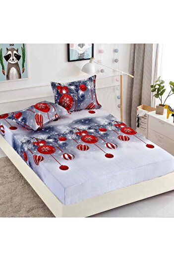 JOJO HOME Bed cover set, Christmas Edition, Jojo Home, 3 pieces, 180x200cm, Grey, Globes