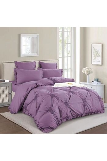 Casa de Vis Set bed linen double, satin cotton, 180 x 200 cm, 6 pieces, with elastic, purple, Casa de Vis, T1-07