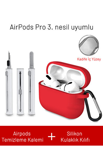 Nezih Case AirPods Pro 3Rd Generation. Generation Compatible Silicone Case with Velvet Strap Attachment and Electronic Cleaning Pen