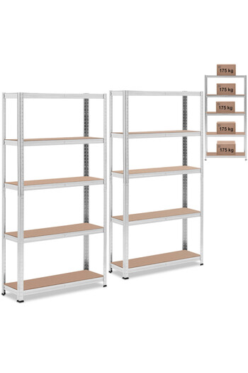 Other Metal storage rack 5 shelves 875 kg 90 x 30 x 180 cm gray 2 pcs.
