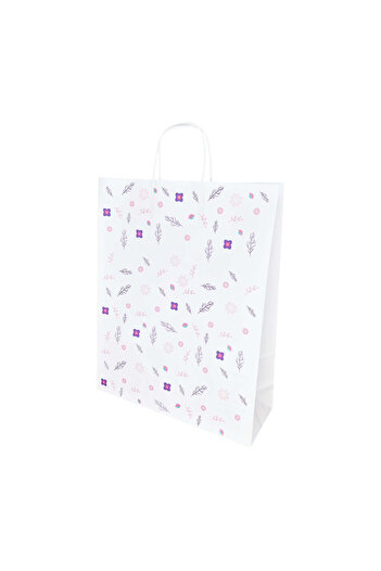 Papette Set of 100 Kraft Paper Bags with Pattern 2 Floral 32 x 41(H) x 12cm