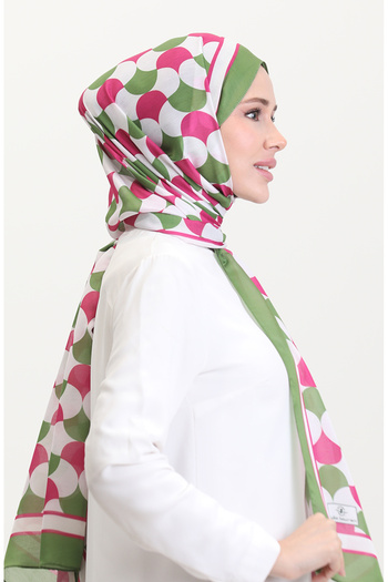 sefamerve Patterned Soft Shawl 70266-10 Pistachio Green Fuchsia
