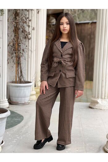 EFSACE Girl's Plaid Jacket Set