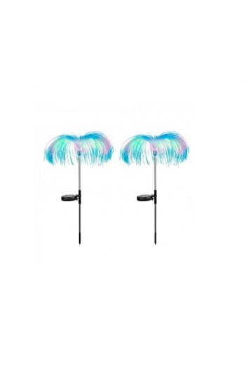 OEM Set 2 x Solar Lamp with Jellyfish Design, Fiber Optic LED RGB