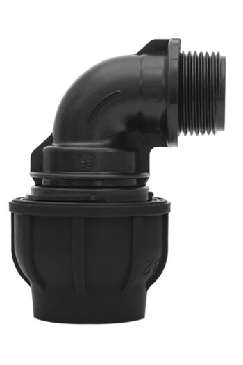 Other PP clamping elbow 90 degrees 40x54 GZ external thread PN16 for PE pipes, black