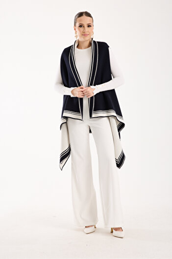 OCEAN KNITWEAR Black and White Double-Sided Vest