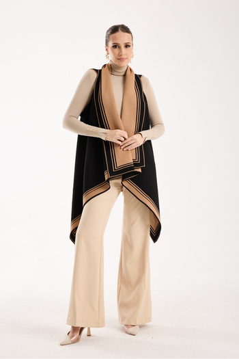 OCEAN KNITWEAR Black Milk Coffee Double-Sided Vest