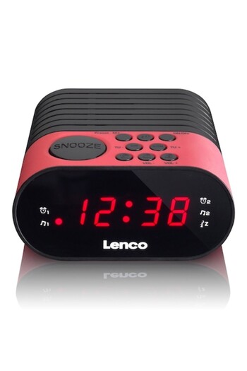 Lenco Digital FM Clock Radio with Synthesizer, CR-07 P, Black/Red