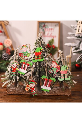 de Set of 12 Wooden Christmas Decorations, Cookies Design