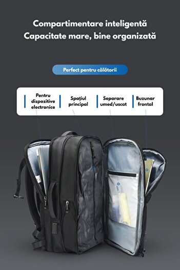OEM Vaccum Travel Backpack, Vacuumable with Built-in Pump, Expandable, Waterproof, 50x31x24 cm