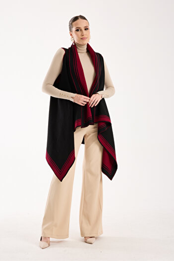 OCEAN KNITWEAR Black Burgundy Double Sided Vest