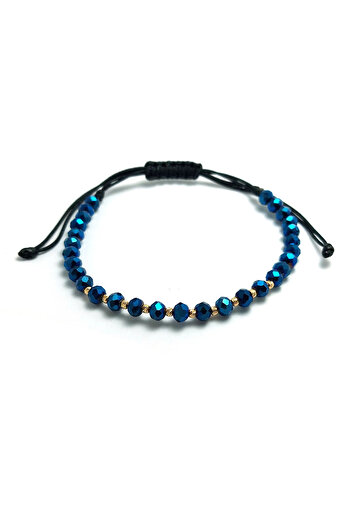Bijolin Gold Bracelet with 10 14k gold beads and blue crystals