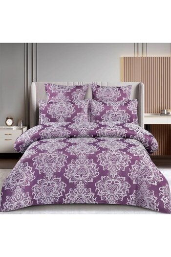 Casa de Vis Double bed linen set, satin cotton, 180 x 200 cm, 6 pieces, with elastic, purple, Casa de Vis, T3-05