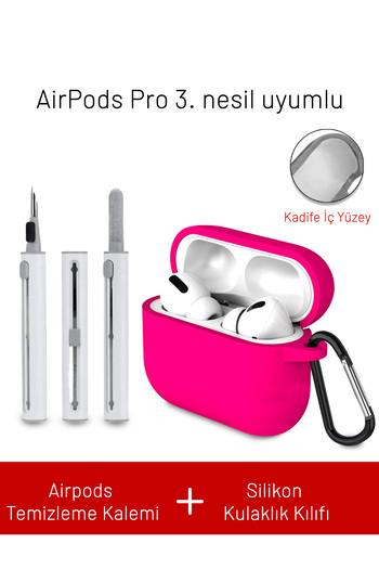 Nezih Case AirPods Pro 3Rd Generation. Generation Compatible Silicone Case with Velvet Strap Attachment and Electronic Cleaning Pen