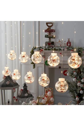 OEM Christmas Light Curtain with Santa Claus Bulbs, 3M, Warm White