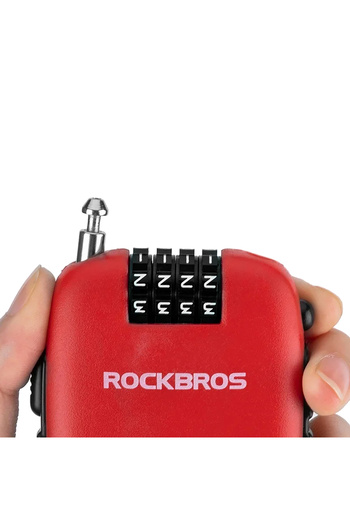 Other Bicycle lock with retractable cable and combination lock - red