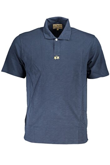 LA MARTINA Men's polo shirt, with mini logo embroidered on the center, Regular Fit, Navy