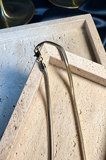 MOONİ ACCESSORİES Balık Sırtı İtalyan Şık Tasarım 14K Gold Altın Renk Zincir Kolye