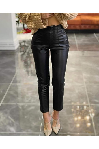 AndraRose Styles Karol Leather Office Pants - Black - C12355L
