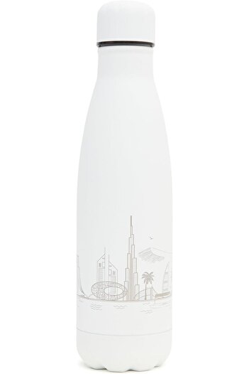 BAPS Hindu Mandir Insulated Stainless Steel Leak-proof Water Bottle, 450ml, UAE Skyline Design, Black