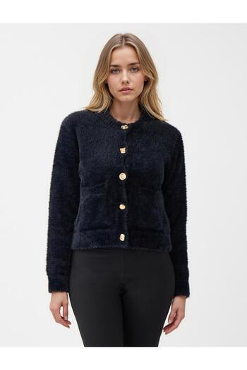Jimmy Key Black Straight Cut Round Neck Knitted Sweater