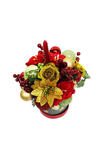 velve Handmade Christmas Day decoration, golden roses, baubles, candle, pine cones, Christmas decorations