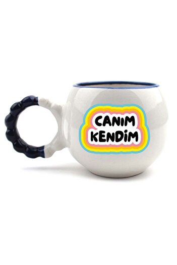 PALTO TASARIM Dear Me, Handmade Cream Shiny Puff Mug - Handcrafted Gift Mug Cup