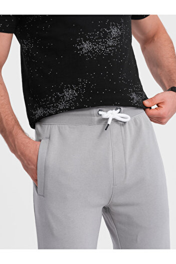 OMBRE Men's tracksuit with sock without pull-up - gray V8 OM-PABS-0206
