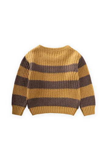 Cigit Thessaloniki Striped Knit Sweater 2-8 Years Mustard Yellow
