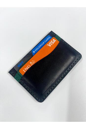 OMP Card wallet, Natural Leather Black Green