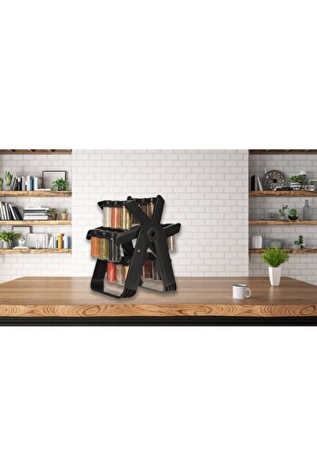 Luka Set organizator condimente Luka, 18 recipiente sticla, negru