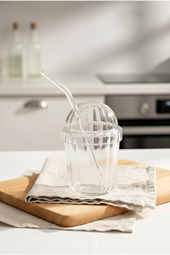FH finehome Belly Glass Cup with Straw