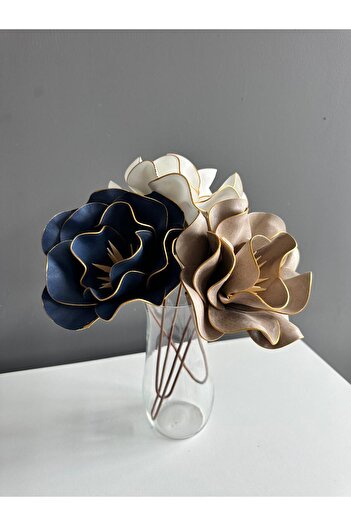 Luvienn Handmade Decorative Large 3-Piece Artificial Magnolia Multi-Colored Vase Flower