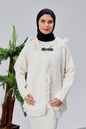 CNR TEKSTİL Tricot Jacket with Tassel Detail