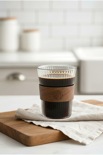 FH finehome Bela Tutacaklı Glass Striped Cup 320ml