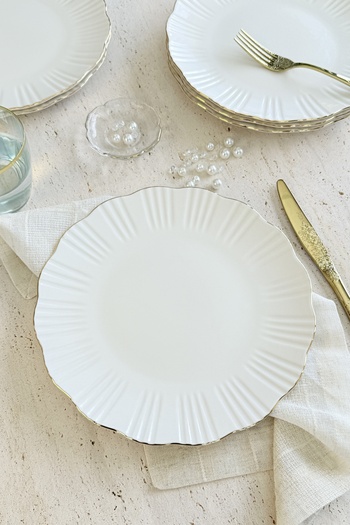 porselenden Aura Gold 6-Person 27 cm Premium Porcelain Serving Plate Set Gold Gilding