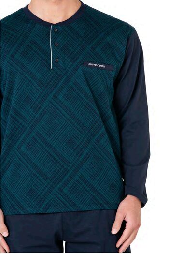 Pierre Cardin 6108 Men's Green Long Sleeve Buttoned Collar Pajama Set