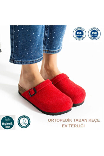 SHOUGO Women's Cork Sole Orthopedic Felted Winter Closed-Front Sabo Daily Comfortable House Slippers