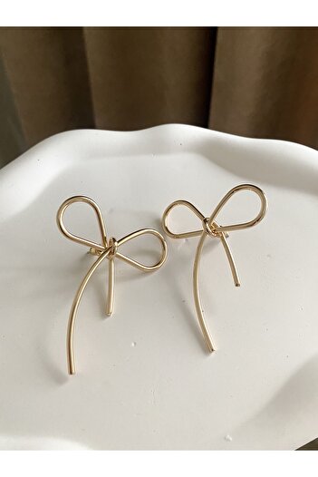 Petek Collection Big Bow Ribbon Steel Earrings