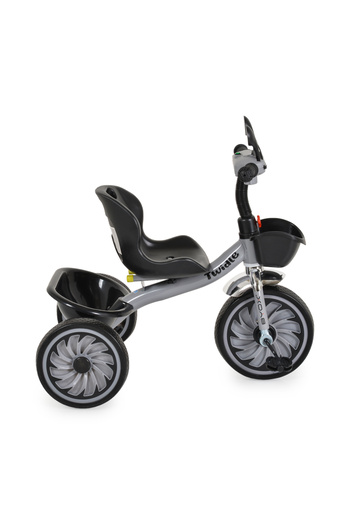 byox Twidle Grey Children's Pedal Tricycle with EVA Wheels, Ergonomic Adjustable Seat with Backrest, Ef