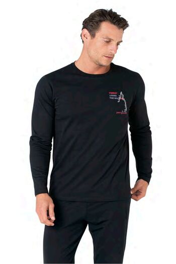 Pierre Cardin 6103 Men's Black Long Sleeve Crew Neck Pajama Set
