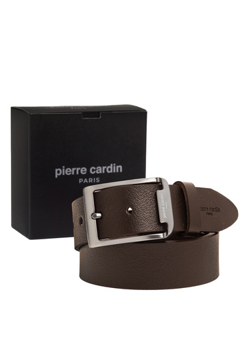 Pierre Cardin Brown Leather Men's Belt (Width 4 cm) Pck03100Ni1