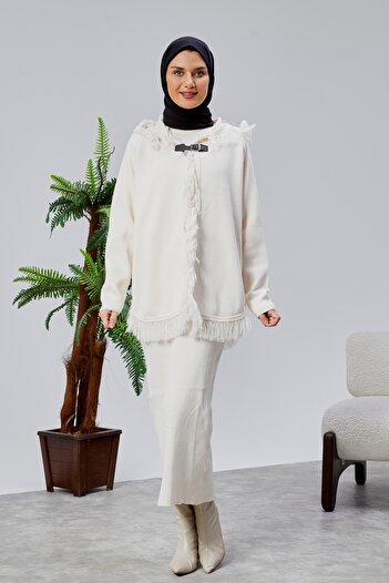 CNR TEKSTİL Tricot Jacket with Tassel Detail