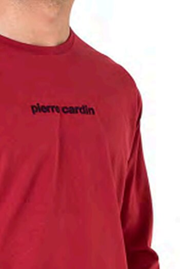Pierre Cardin 6095 Men's Burgundy Long Sleeve Crew Neck Pajama Set